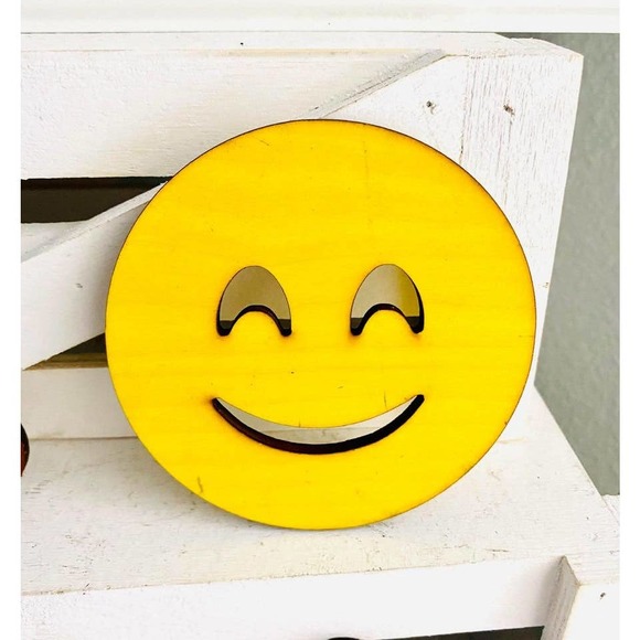 Set of 4 Wood Emoji Coasters - Picture 4 of 7
